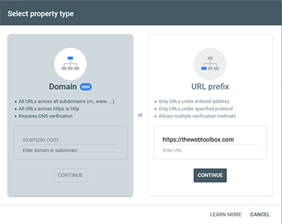 Enter the full address into the URL prefix box