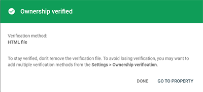 Your site ownership should be verified