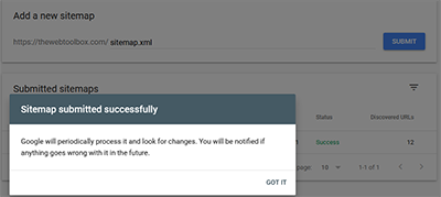 Sitemap Submitted Successfully